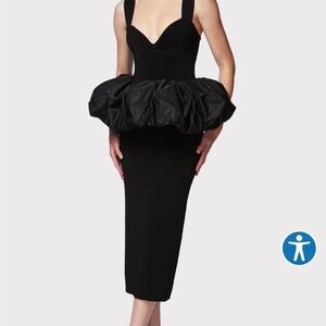 Herve Leger Black Dress with Dramatic Puff Detail